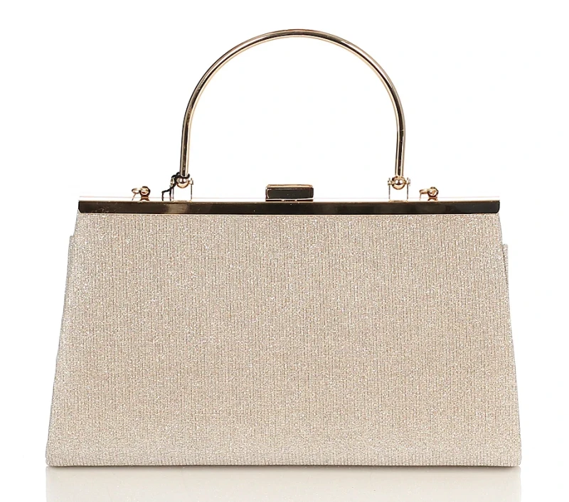 MONNARI Torebka wizytowa Beżowa KOPERTÓWKA Rączka + Łańcuszek