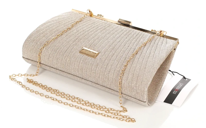 MONNARI Torebka wizytowa Beżowa KOPERTÓWKA Rączka + Łańcuszek