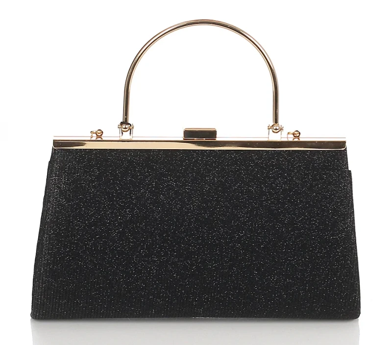 MONNARI Torebka wizytowa Czarna KOPERTÓWKA Rączka + Łańcuszek