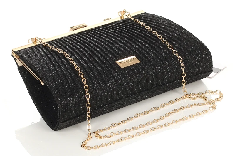 MONNARI Torebka wizytowa Czarna KOPERTÓWKA Rączka + Łańcuszek