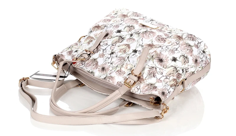 MONNARI Piękna wiosenna torebka damska w kwiaty Shopper