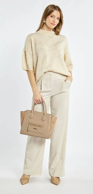 MONNARI Zgrabna różowa torebka damska shopper bag Rączki + pasek