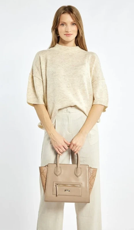 MONNARI Zgrabna różowa torebka damska shopper bag Rączki + pasek