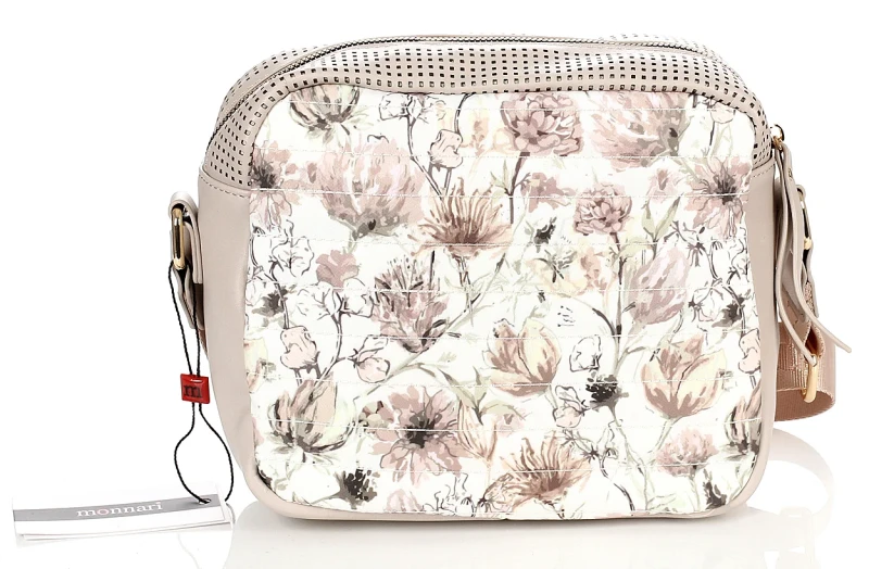 MONNARI Cudowna pakowna pikowana listonoszka w kwiaty Logo Pasek