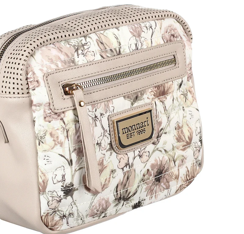 MONNARI Cudowna pakowna pikowana listonoszka w kwiaty Logo Pasek