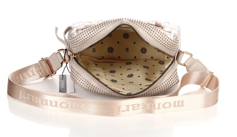 MONNARI Cudowna pakowna pikowana listonoszka w kwiaty Logo Pasek