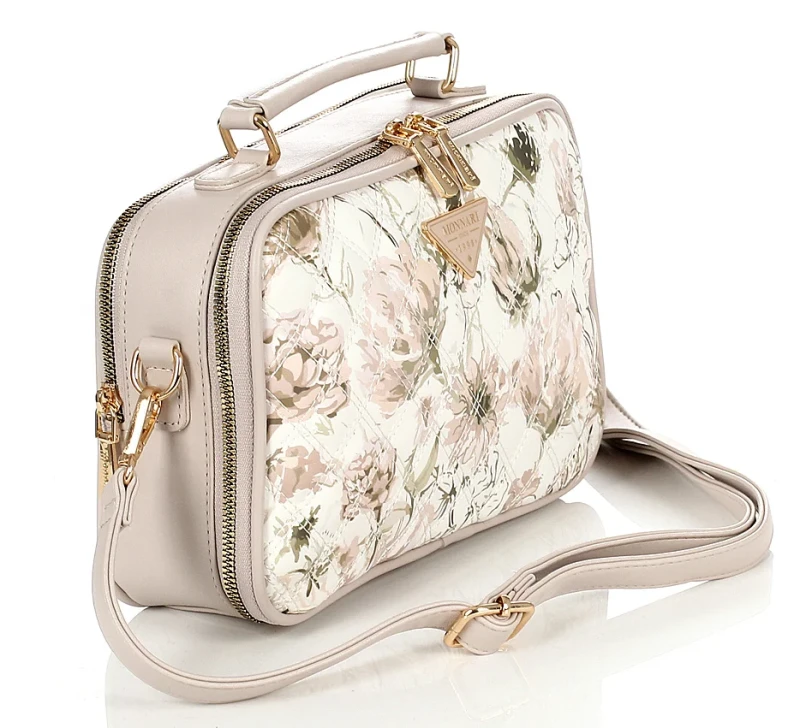 MONNARI Torebka listonoszka damska dwumorowa Kuferek Kwiaty