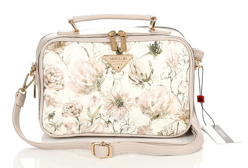 MONNARI Torebka listonoszka damska dwumorowa Kuferek Kwiaty