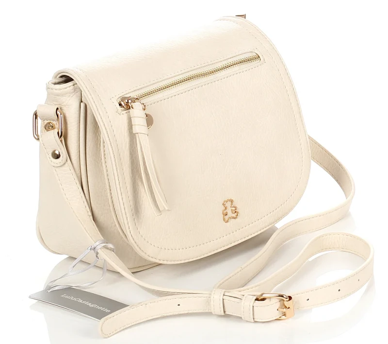 Lulu Castagnette Torebka damska listonoszka | Kremowa | Z klapą | Na pasku | Misie