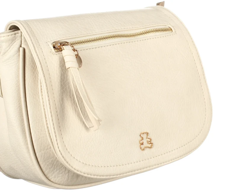 Lulu Castagnette Torebka damska listonoszka | Kremowa | Z klapą | Na pasku | Misie