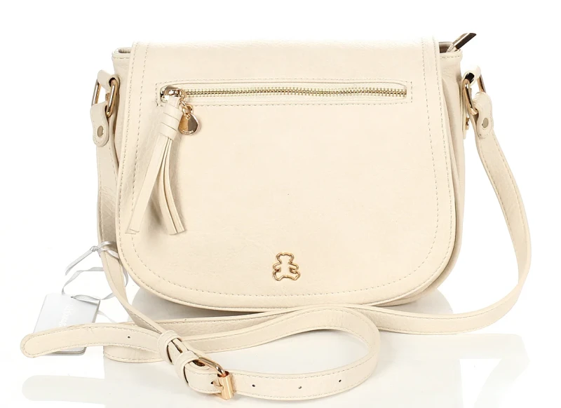 Lulu Castagnette Torebka damska listonoszka | Kremowa | Z klapą | Na pasku | Misie