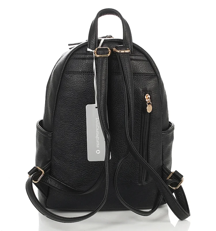 Lulu Castagnette Plecak damski czarny z kieszonkami Pojemny Praktyczny