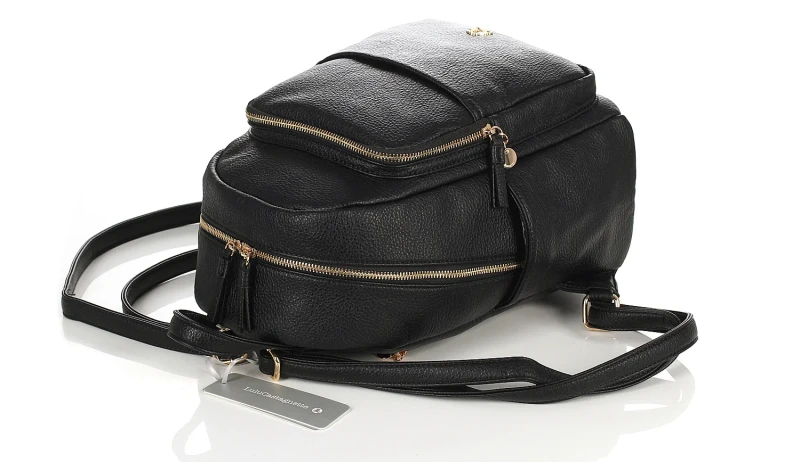 Lulu Castagnette Plecak damski czarny z kieszonkami Pojemny Praktyczny