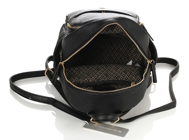 Lulu Castagnette Plecak damski czarny z kieszonkami Pojemny Praktyczny