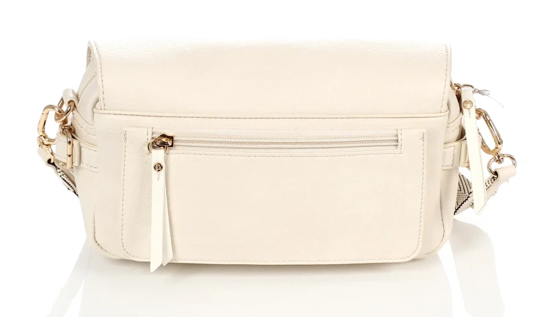 Lulu Castagnette Kremowa torebka listonoszka z klapą Zgrabna Pasek Misie