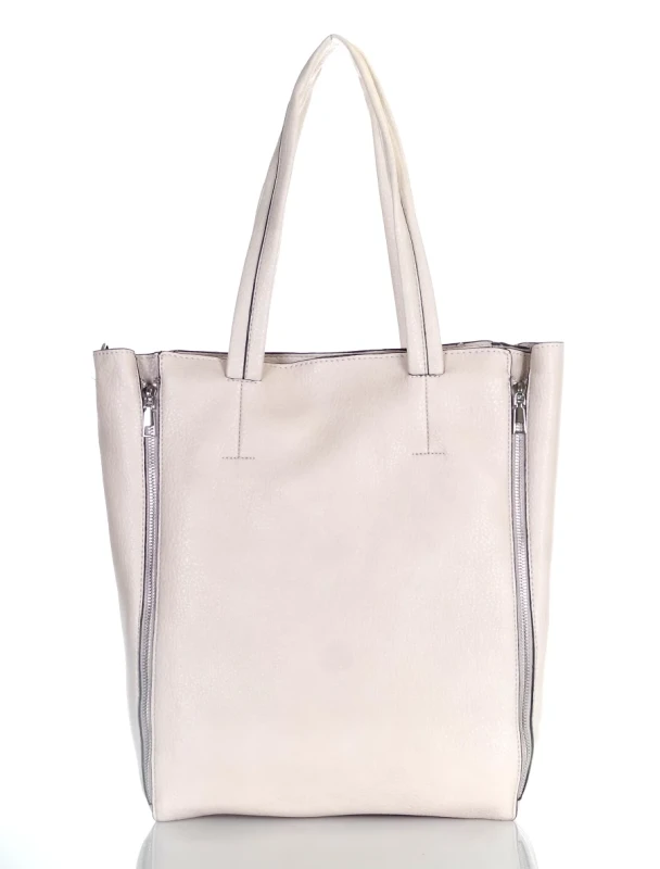 Torebka shopper damska | Beżowa | Duża | Saszetka | 2w1
