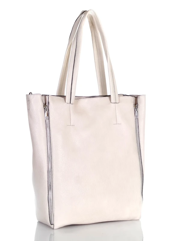 Torebka shopper damska | Beżowa | Duża | Saszetka | 2w1