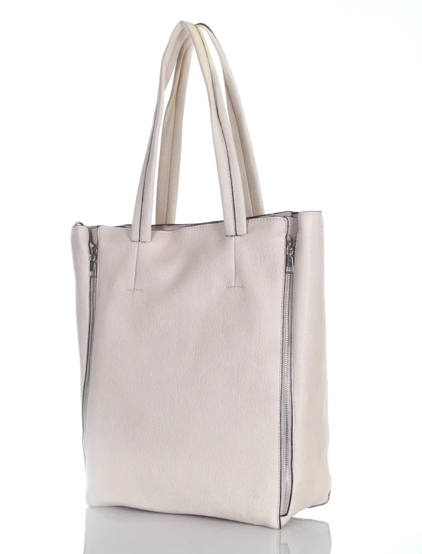 Torebka shopper damska | Beżowa | Duża | Saszetka | 2w1