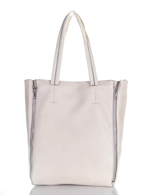 Torebka shopper damska | Beżowa | Duża | Saszetka | 2w1