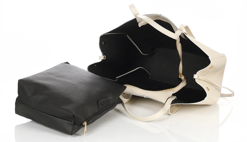 Kremowa skórzana torba damska Shopper XL | BESTSELLER | Vera Pelle