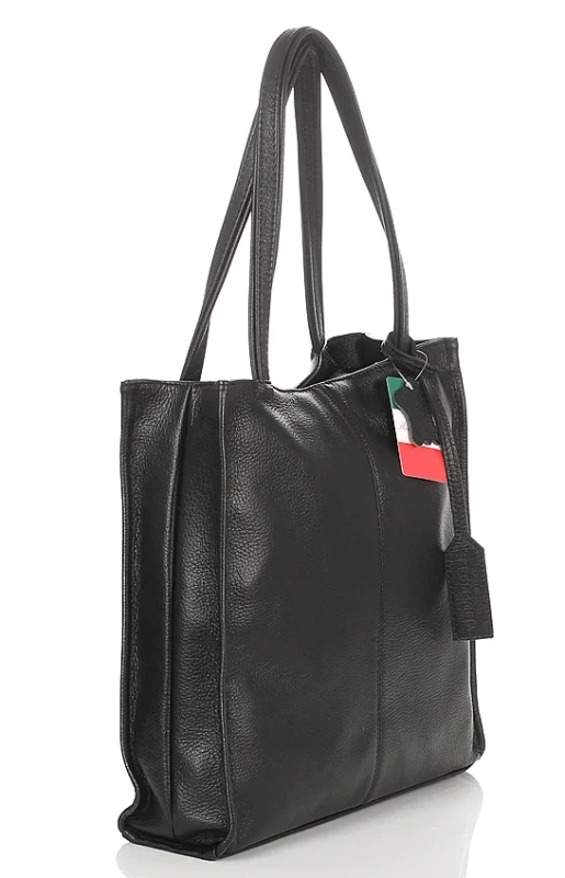 VERA PELLE Czarna skórzana torebka damska | A4 | Made in Italy | Skóra naturalna