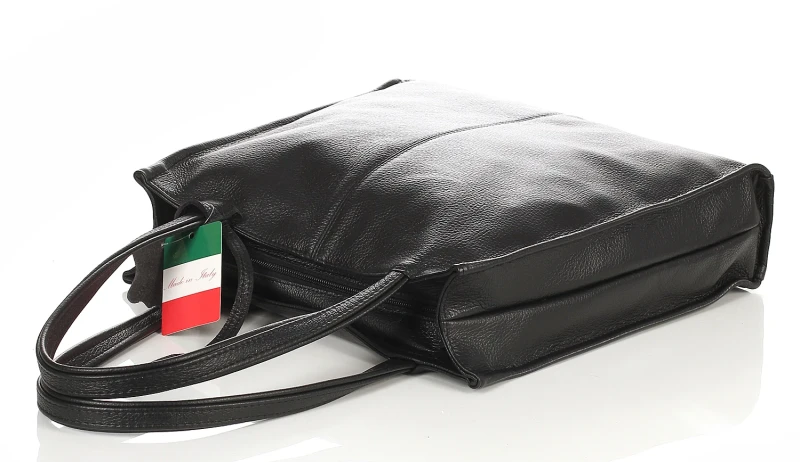 VERA PELLE Czarna skórzana torebka damska | A4 | Made in Italy | Skóra naturalna