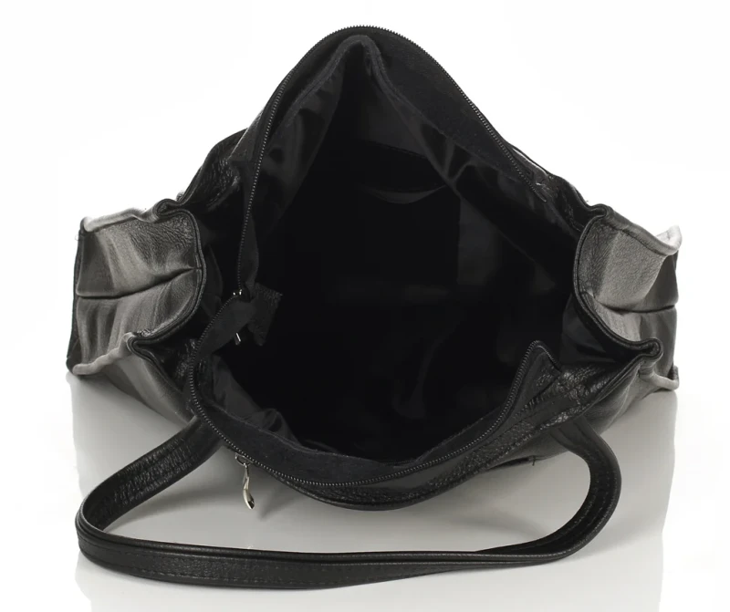 VERA PELLE Czarna skórzana torebka damska | A4 | Made in Italy | Skóra naturalna