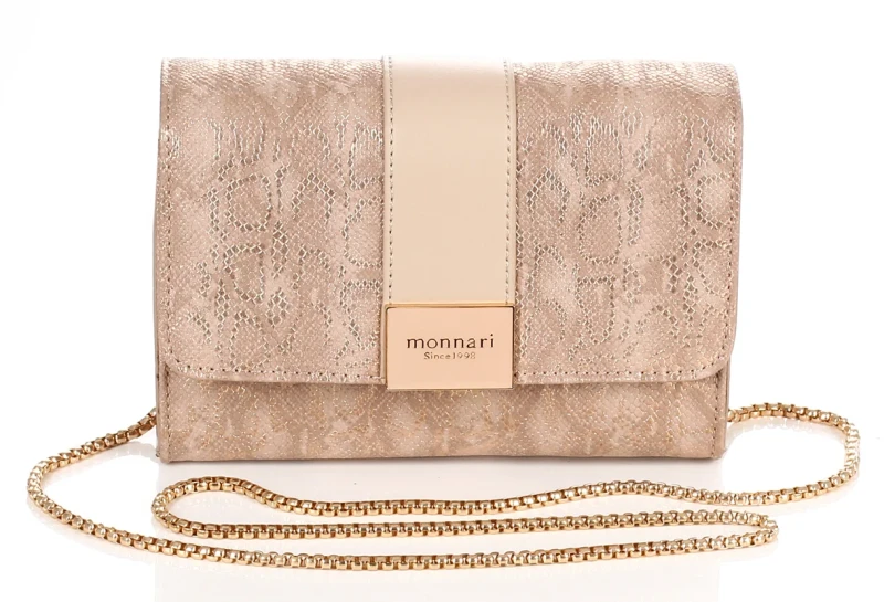 MONNARI Torebka wizytowa na łańcuszku Kopertówka Różowe złoto