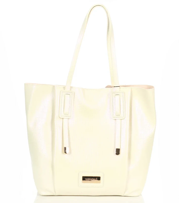 MONNARI Torebka shopper Pojemna 2w1 Saszetka na pasku Perłowa