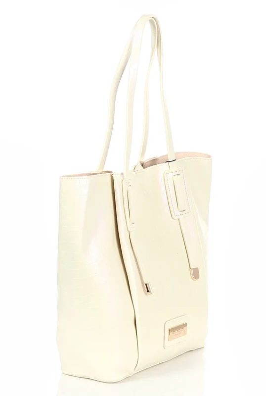 MONNARI Torebka shopper Pojemna 2w1 Saszetka na pasku Perłowa