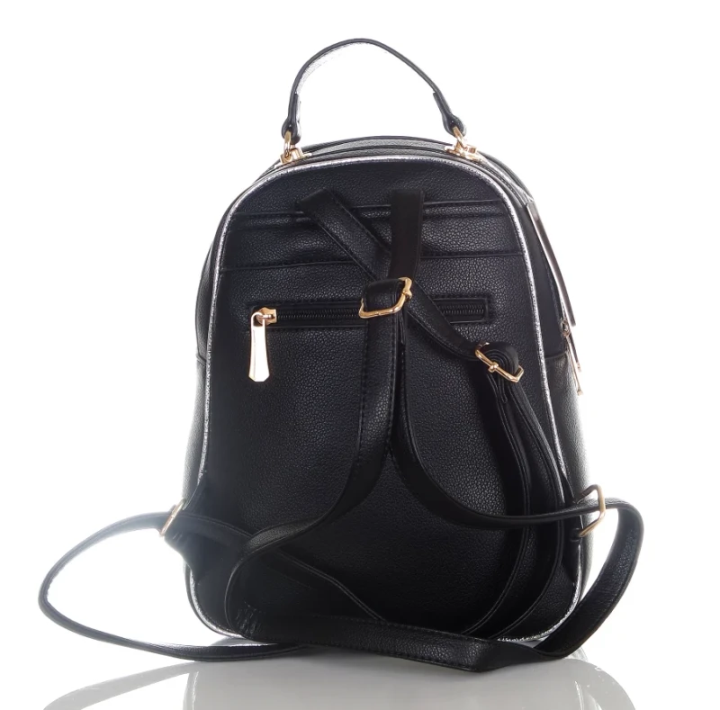 CHARRO Plecak damski czarny, srebrne wstawki, dwie komory