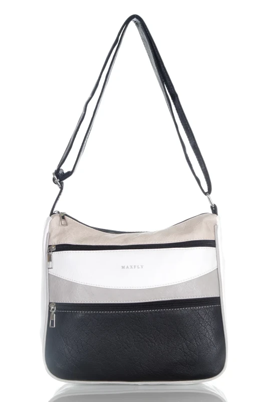 Torebka listonoszka damska 2 Komory 5 Kieszonek Długi pasek Multikolor