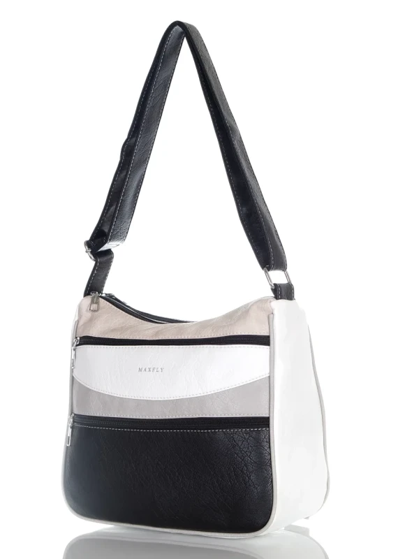 Torebka listonoszka damska 2 Komory 5 Kieszonek Długi pasek Multikolor