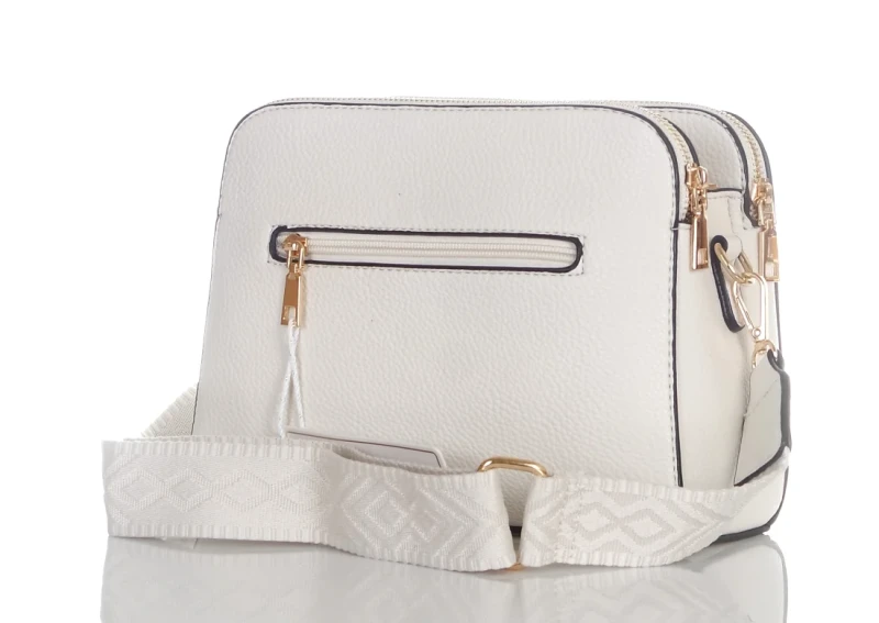 Max Fly Torebka damska listonoszka 3 Komory 2 Paski Kremowa