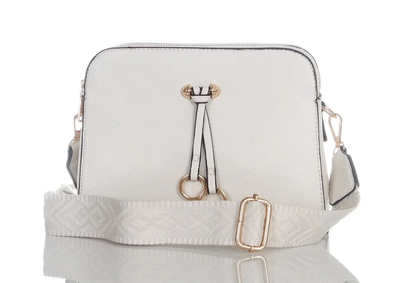 Max Fly Torebka damska listonoszka 3 Komory 2 Paski Kremowa