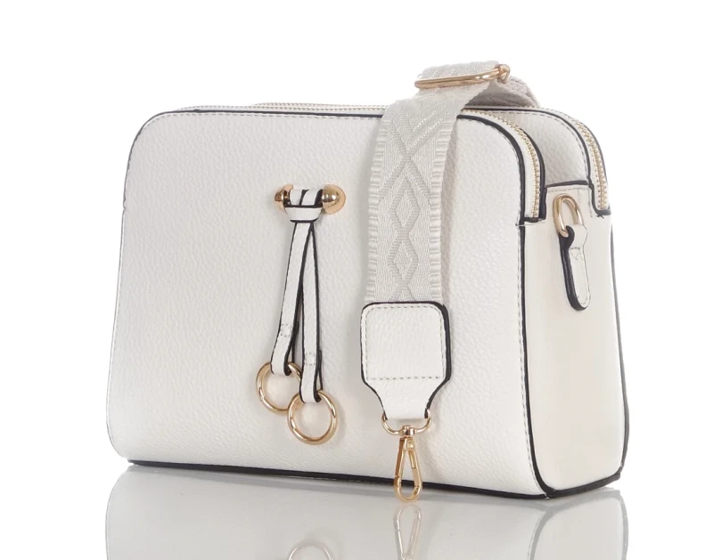 Max Fly Torebka damska listonoszka 3 Komory 2 Paski Kremowa