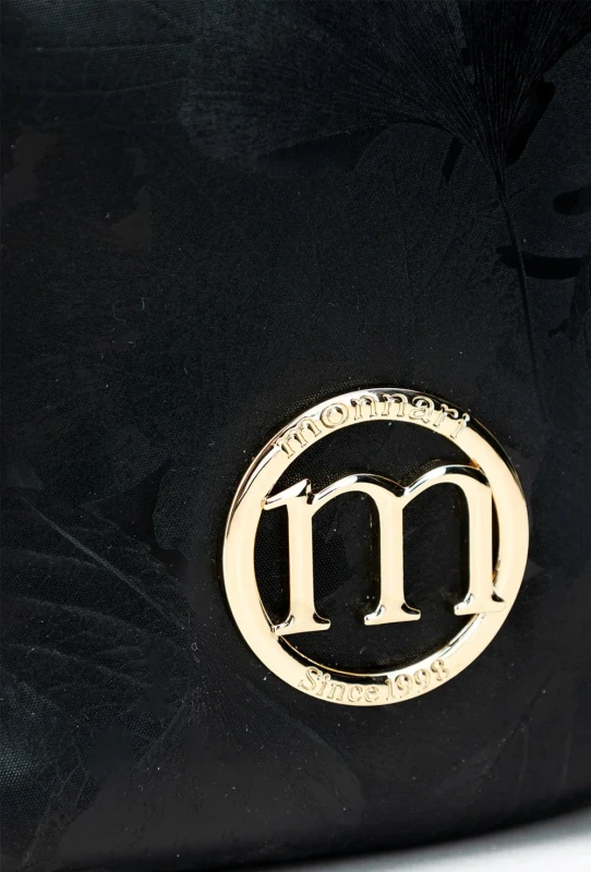 MONNARI Czarna torebka przez ramię Saszetka Phone Bag Kwiaty