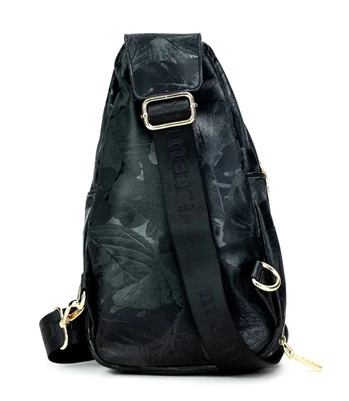 MONNARI Czarna torebka przez ramię Saszetka Phone Bag Kwiaty