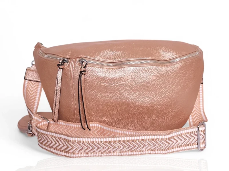 Cudowna Nerka Biodrówka Saszetka XXL Mega pojemna Różowe złoto