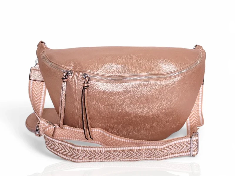 Cudowna Nerka Biodrówka Saszetka XXL Mega pojemna Różowe złoto