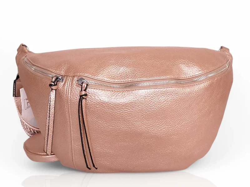 Cudowna Nerka Biodrówka Saszetka XXL Mega pojemna Różowe złoto