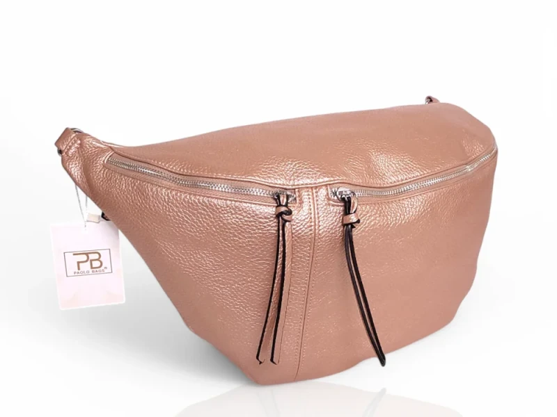 Cudowna Nerka Biodrówka Saszetka XXL Mega pojemna Różowe złoto