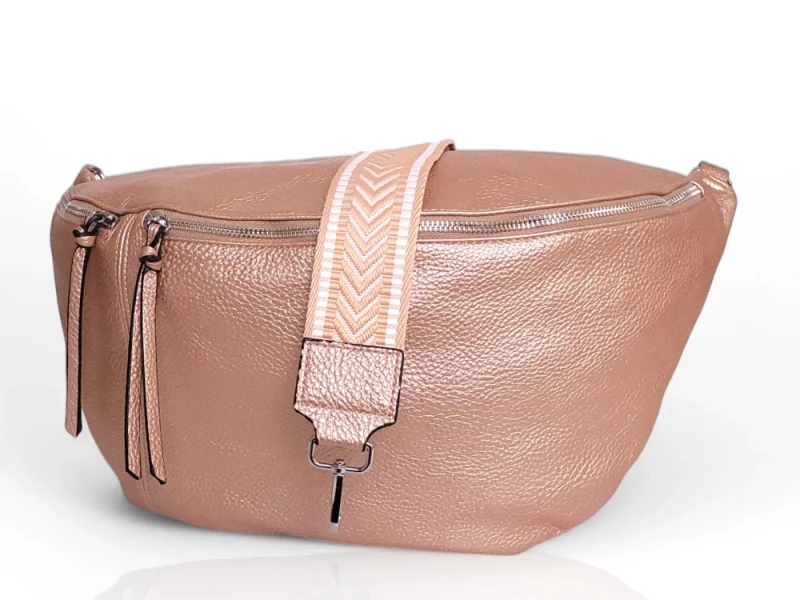 Cudowna Nerka Biodrówka Saszetka XXL Mega pojemna Różowe złoto