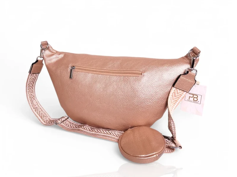 Cudowna Nerka Biodrówka Saszetka XXL Mega pojemna Różowe złoto