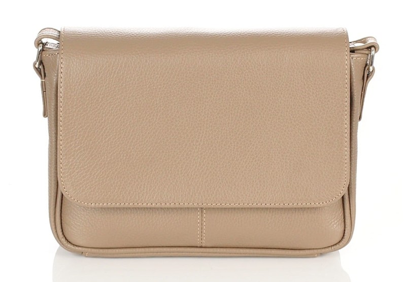 Skórzana klasyczna beżowa torebka listonoszka