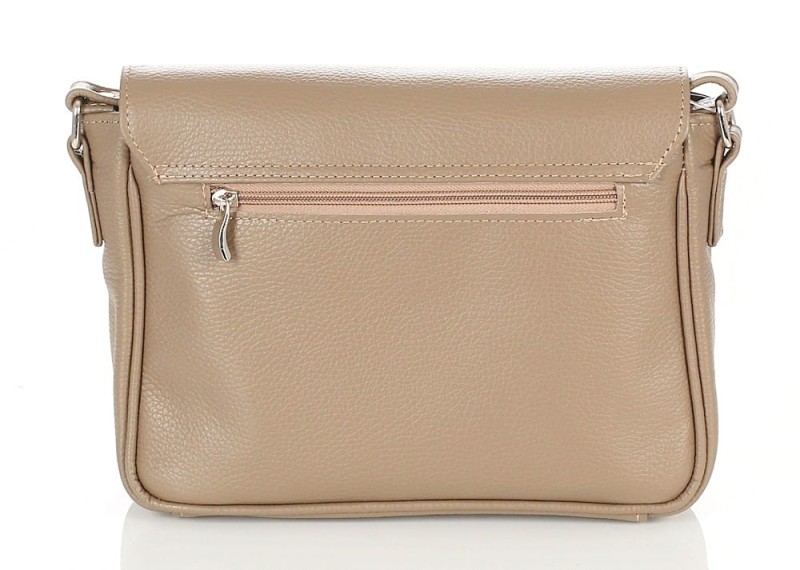 Skórzana klasyczna beżowa torebka listonoszka