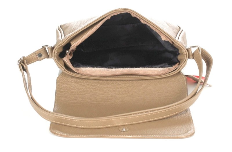 Skórzana klasyczna beżowa torebka listonoszka