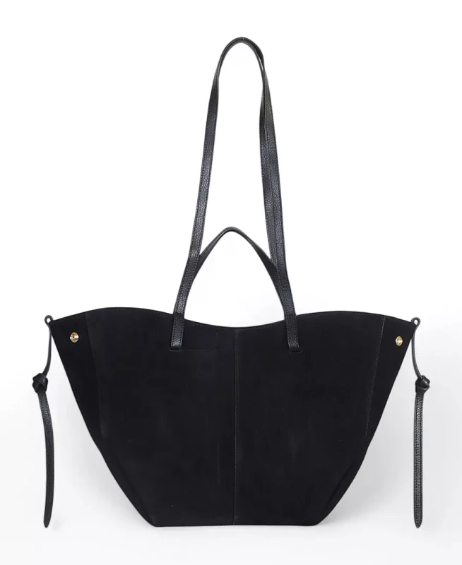 Czarna zamszowa torba damska Shopper XL | BESTSELLER | Vera Pelle