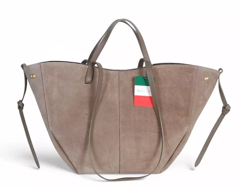 Zamszowa torba damska Shopper XL Taupe | BESTSELLER | Vera Pelle