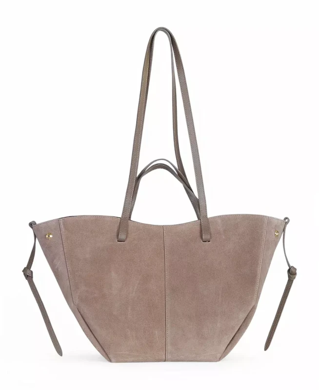 Zamszowa torba damska Shopper XL Taupe | BESTSELLER | Vera Pelle
